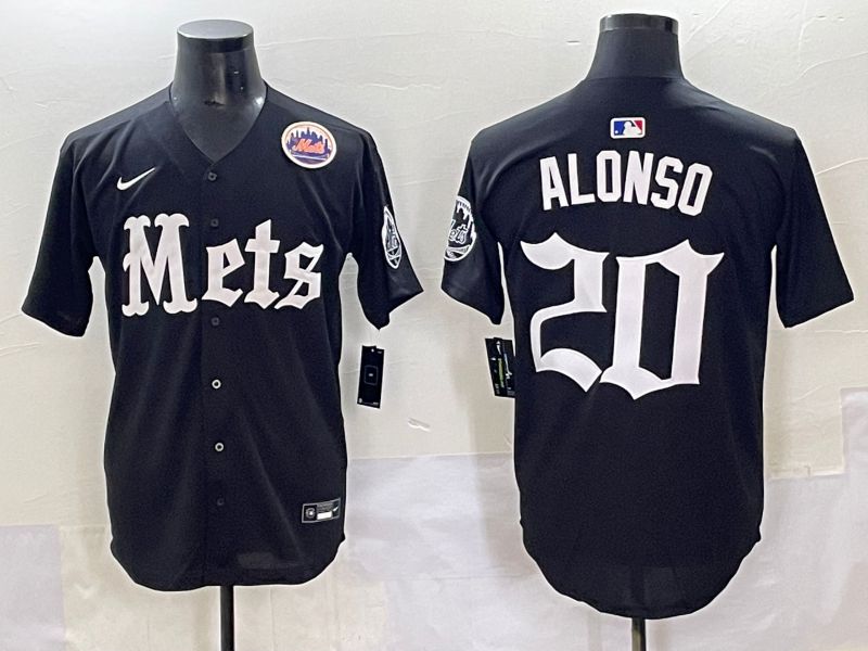 Men 2025 New York Mets #20 Alonso Black Five generations Joint Name Nike MLB Jersey style 10